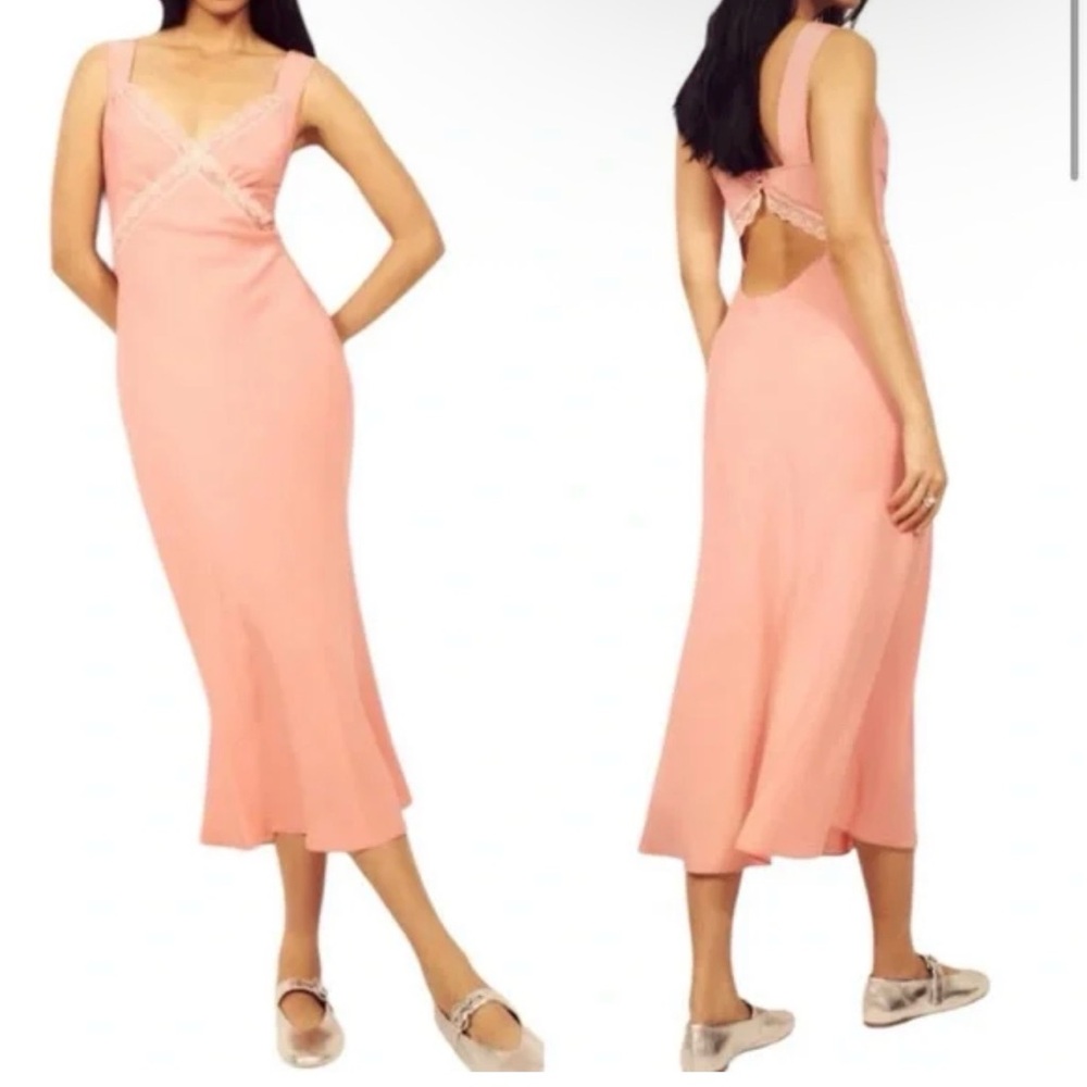 Reformation Provence Silk Dress in Powder Pink size XS